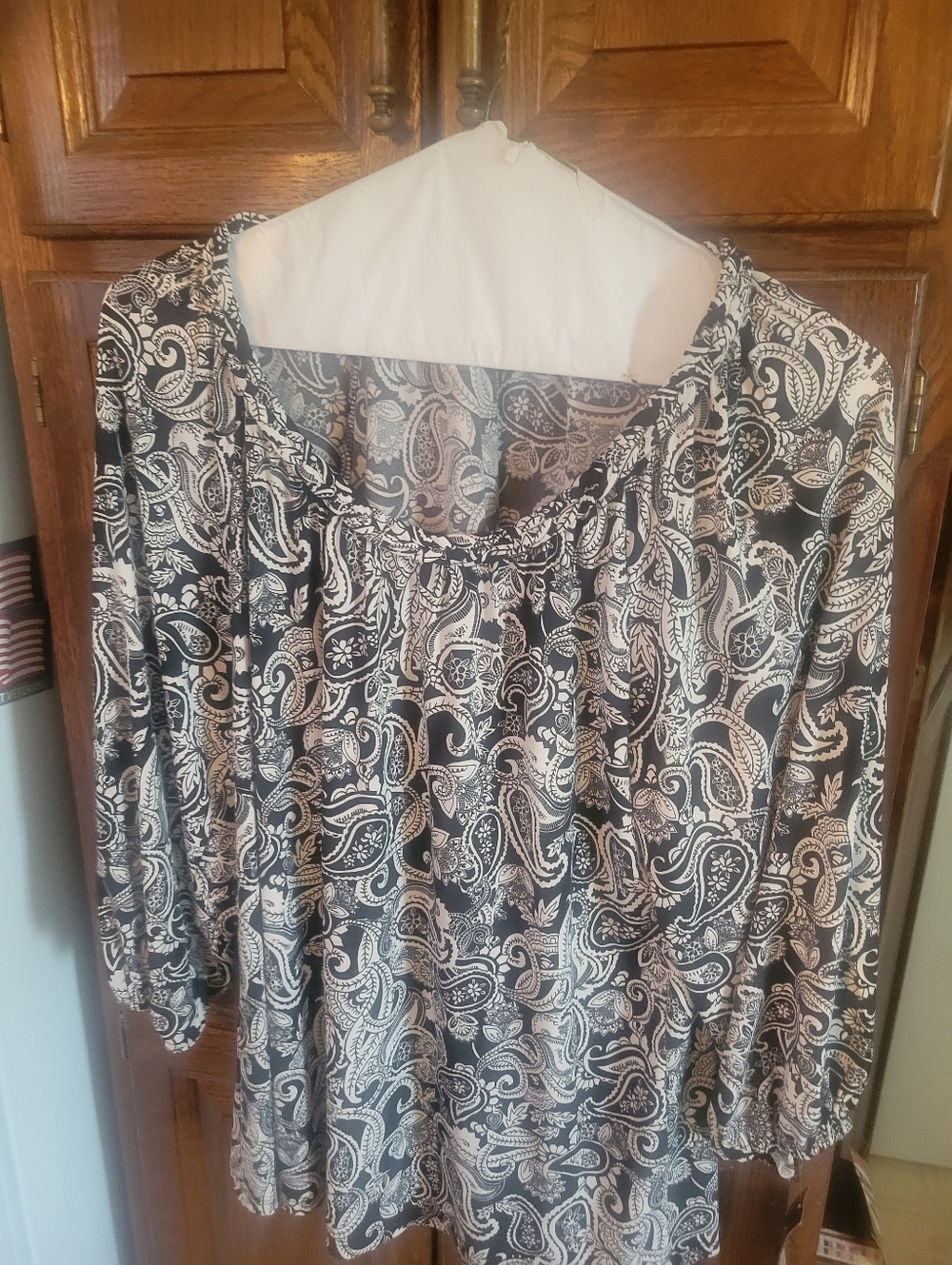 Women's Black and White Paisley Blouse